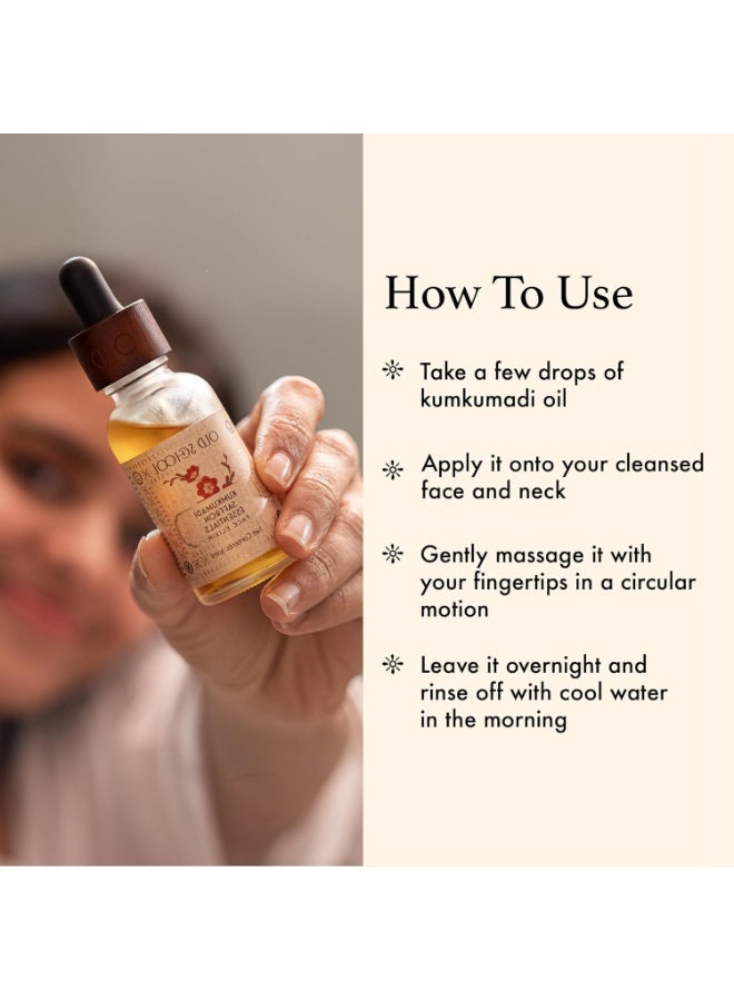 Old School Rituals Kumkumadi Saffron Face Elixir | Face Serum for Glowing Skin | Anti-Ageing Overnight Facial Oil | Brightens, Revitalizes & Fades Dark Spots | Diminishes Fine Lines, Wrinkles & Uneven Skin Tone | Saffron & Kumkumadi Oil | 30 ml | Few Drops a Night for Lasting Glow - Image 2